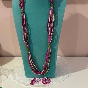 Multicolor Beaded Long Necklace Dangle Earrings Set